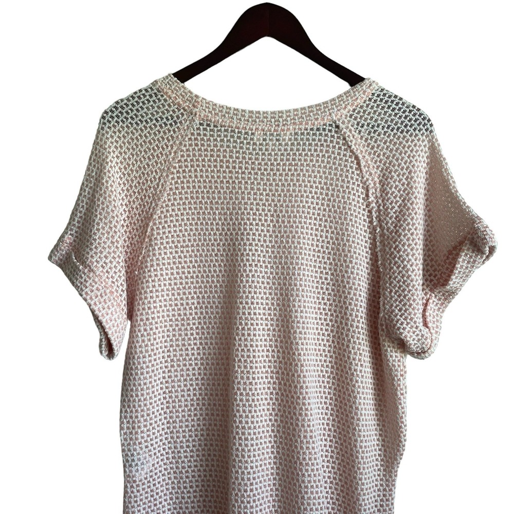 Umgee Women Waffle Knit Tunic Top S Blush Raw Seam Relaxed Boho Coastal Longline - Picture 7 of 12
